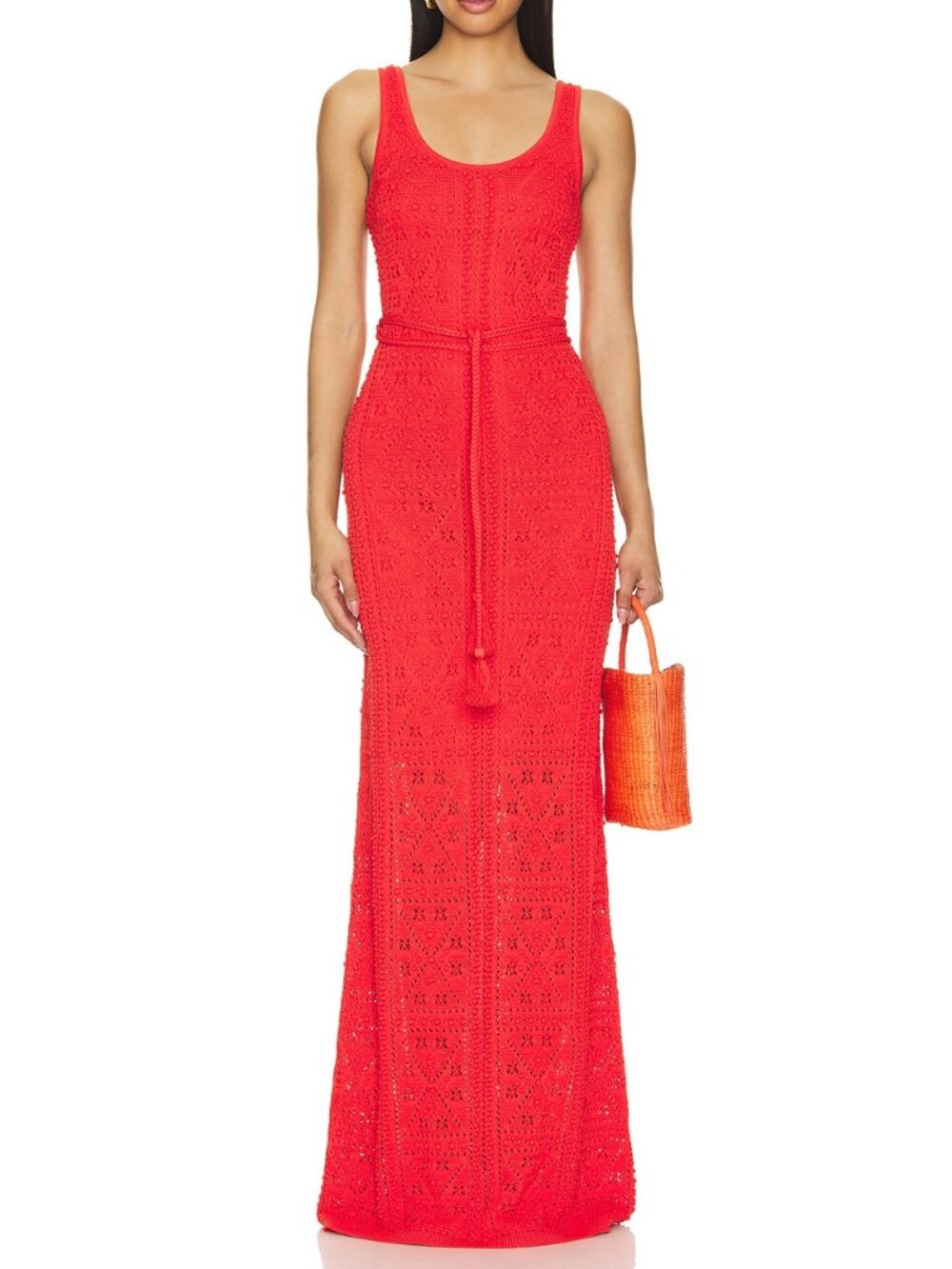 Karina Grimaldi Guiliana Red Knit Maxi Dress